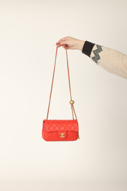 Chanel 2020 Lambskin Pearl Crush Mini Rectangle Flap