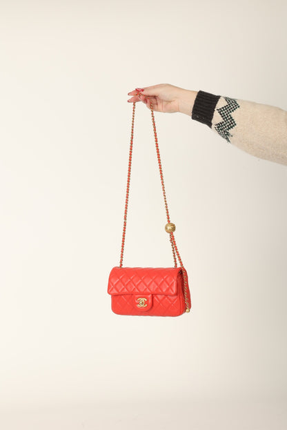 Chanel 2020 Lambskin Pearl Crush Mini Rectangle Flap