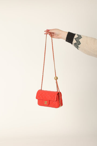Chanel 2020 Lambskin Pearl Crush Mini Rectangle Flap