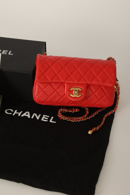 Chanel 2020 Lambskin Pearl Crush Mini Rectangle Flap