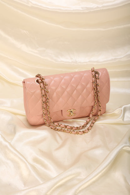 Extremely Rare 2004 Chanel Caviar Pink Double Flap