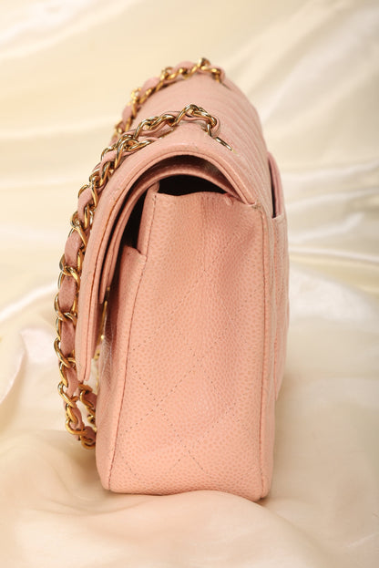 Extremely Rare 2004 Chanel Caviar Pink Double Flap