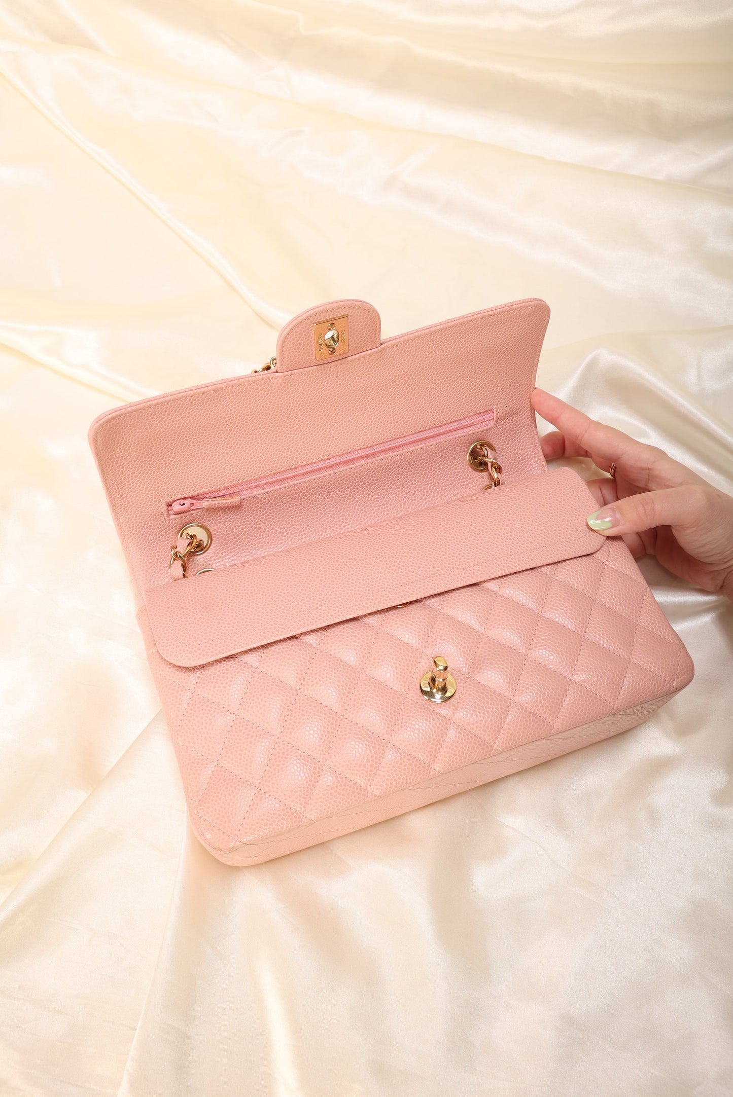 Extremely Rare 2004 Chanel Caviar Pink Double Flap