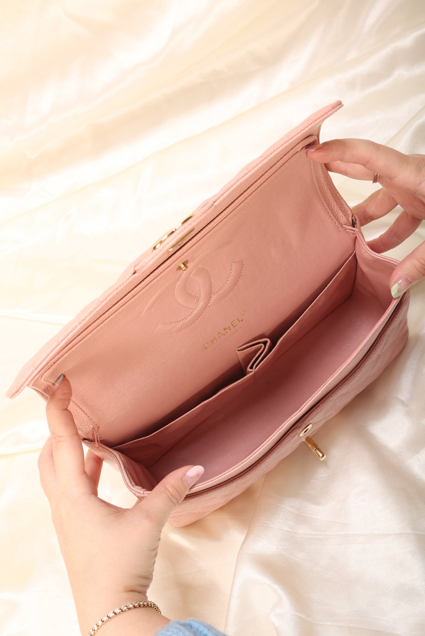 Extremely Rare 2004 Chanel Caviar Pink Double Flap