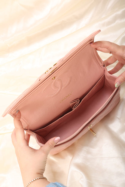 Extremely Rare 2004 Chanel Caviar Pink Double Flap