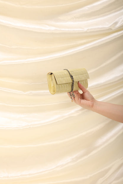 Chanel Patent Yellow Chocolate Bar Clutch