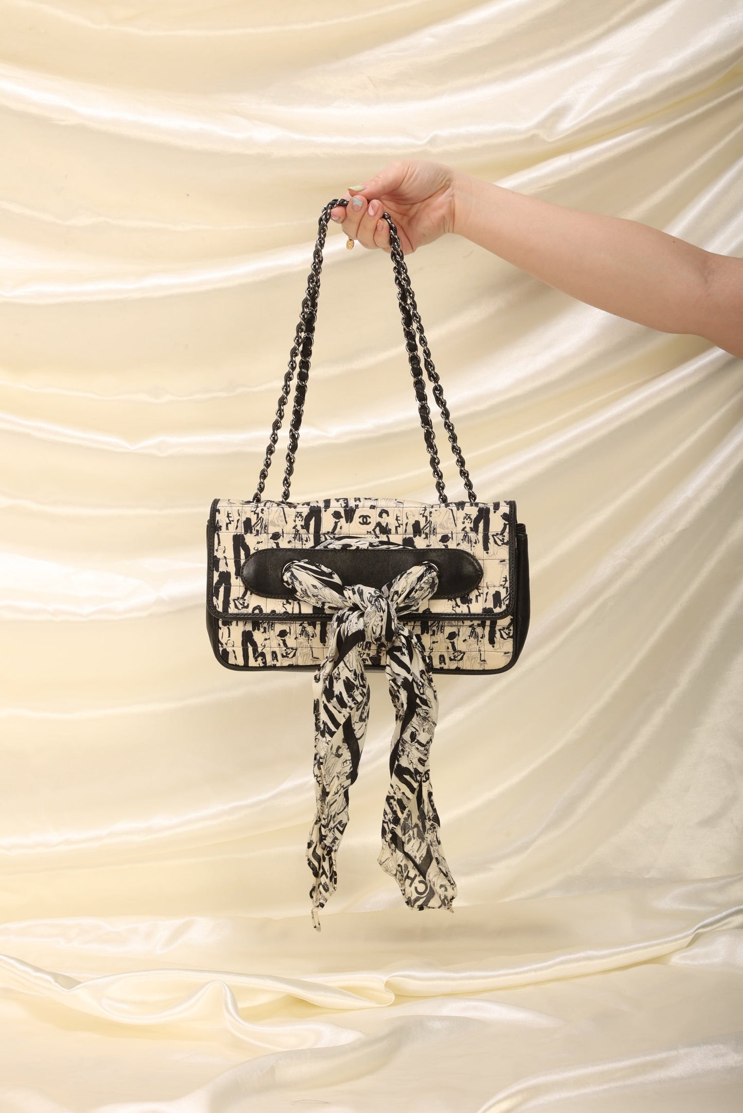 Extremely Rare Chanel Satin Coco Scarf Flap Bag