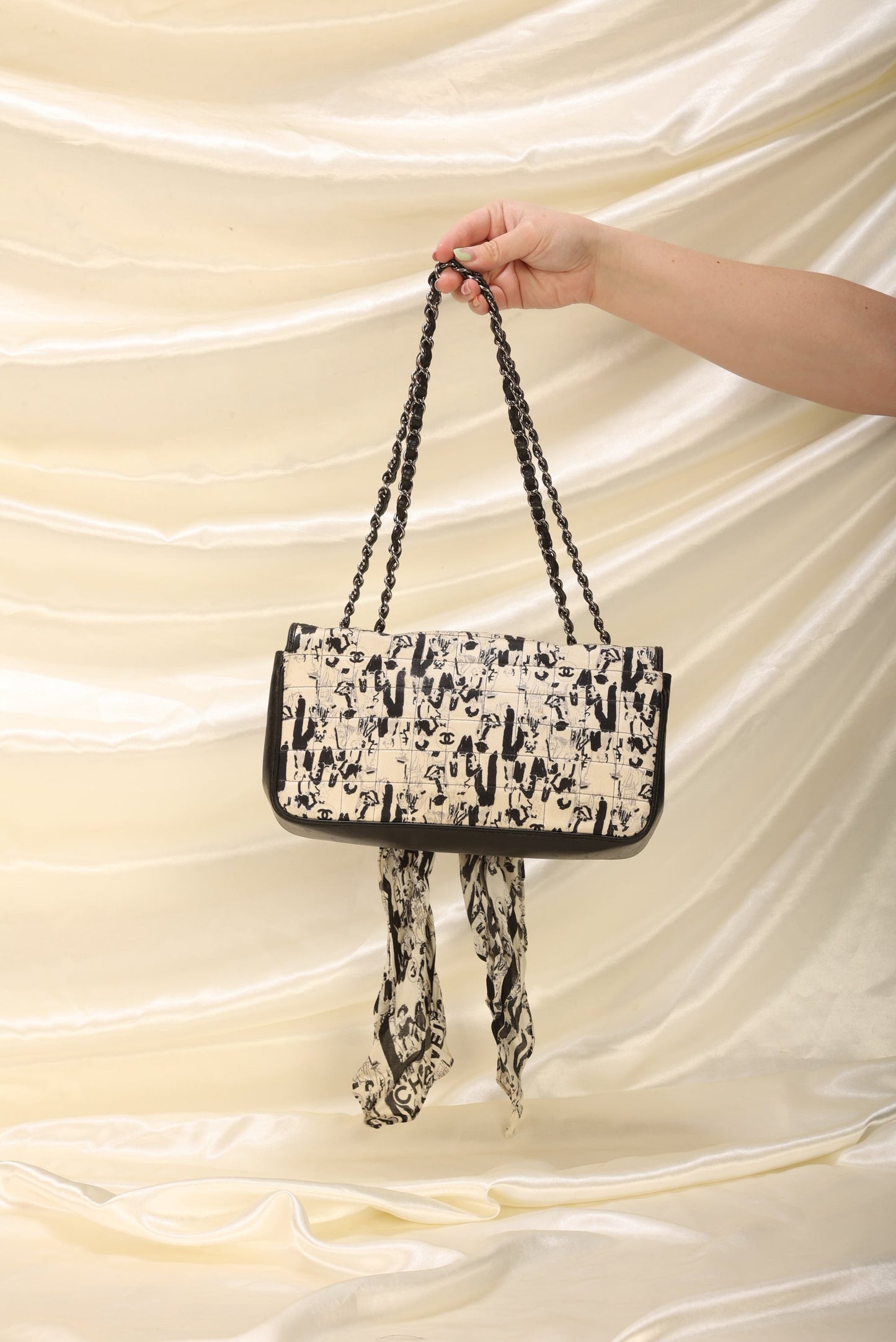 Extremely Rare Chanel Satin Coco Scarf Flap Bag