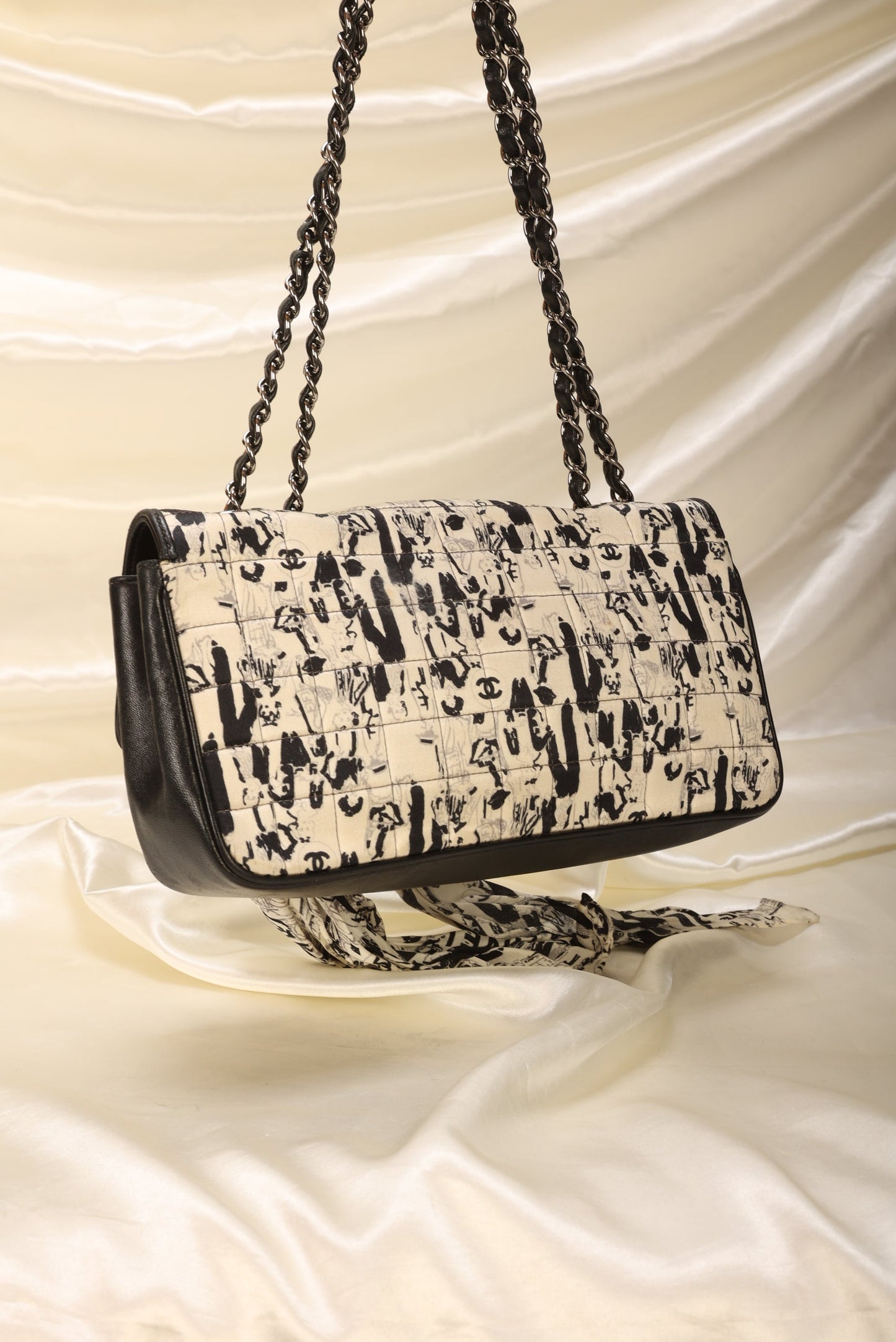 Extremely Rare Chanel Satin Coco Scarf Flap Bag