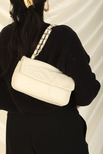 Chanel 2006 Calfskin Diagonal CC Flap Bag
