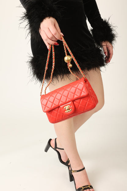 Chanel 2020 Lambskin Pearl Crush Mini Rectangle Flap