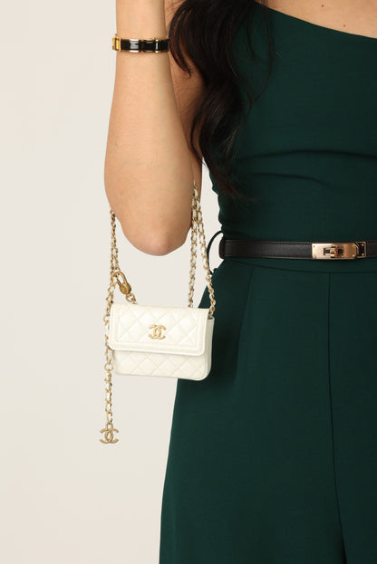 Chanel 2020 Patent White Micro Flap