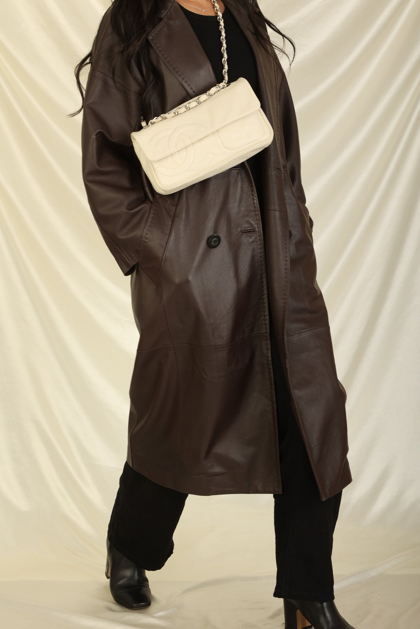 Chanel 2006 Calfskin Diagonal CC Flap Bag
