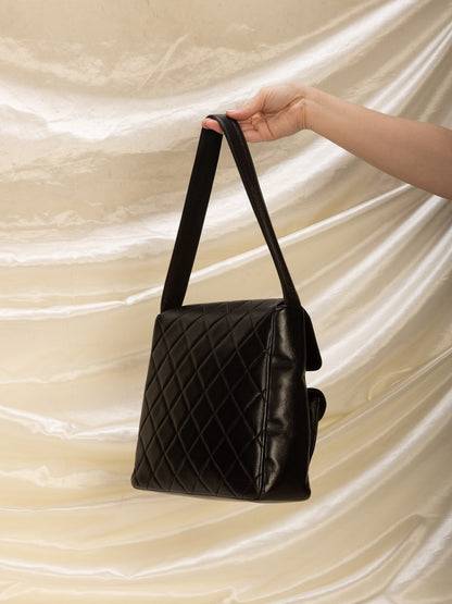 Extremely Rare Chanel Lambskin Double Turnlock Shoulder Bag