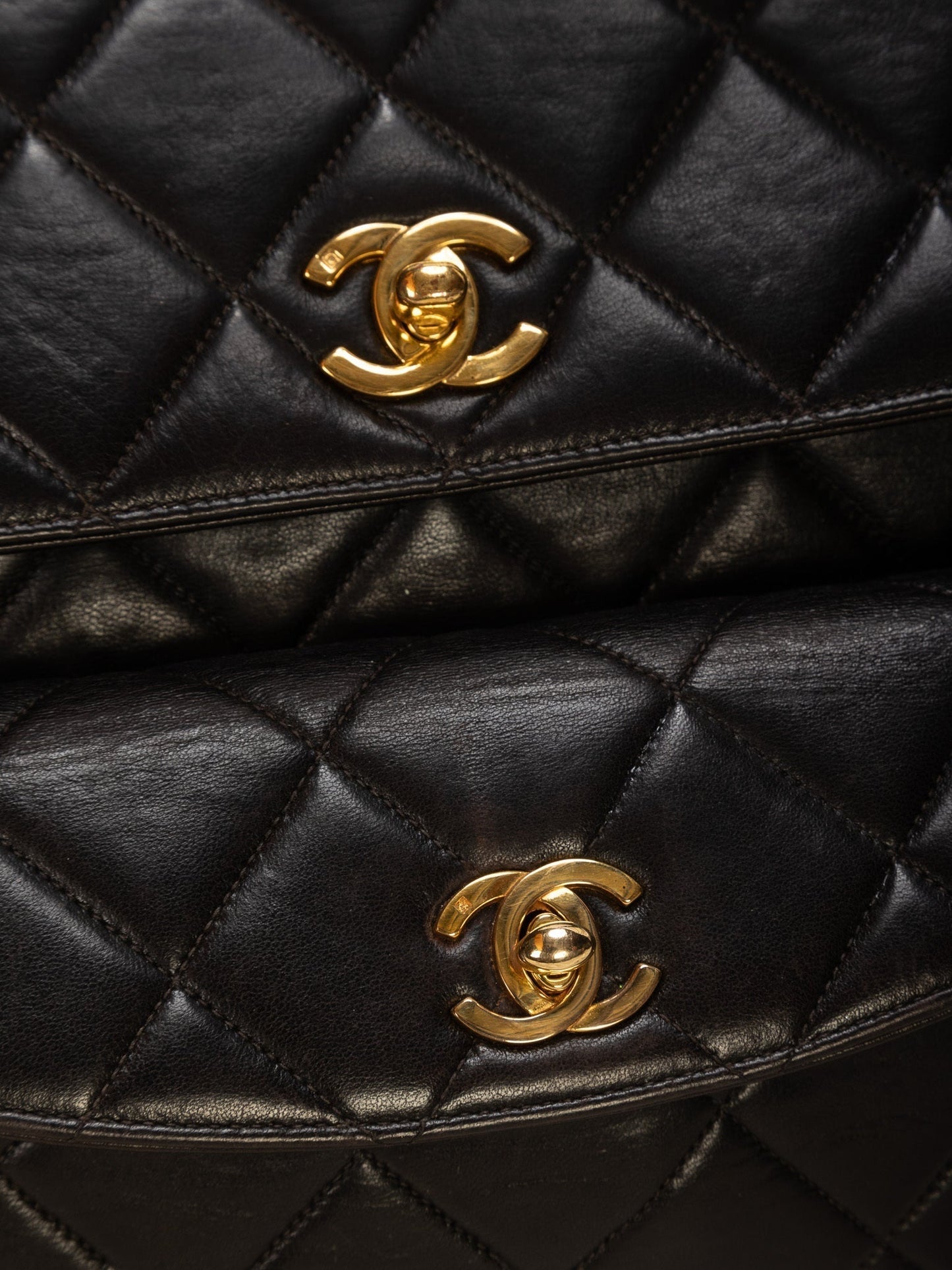 Extremely Rare Chanel Lambskin Double Turnlock Shoulder Bag