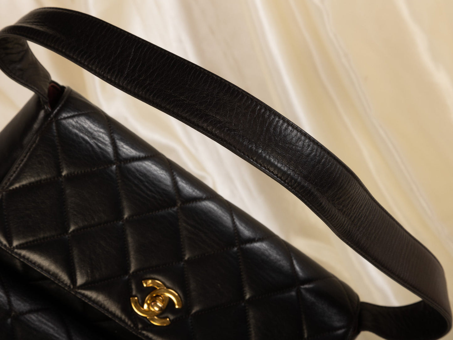 Extremely Rare Chanel Lambskin Double Turnlock Shoulder Bag