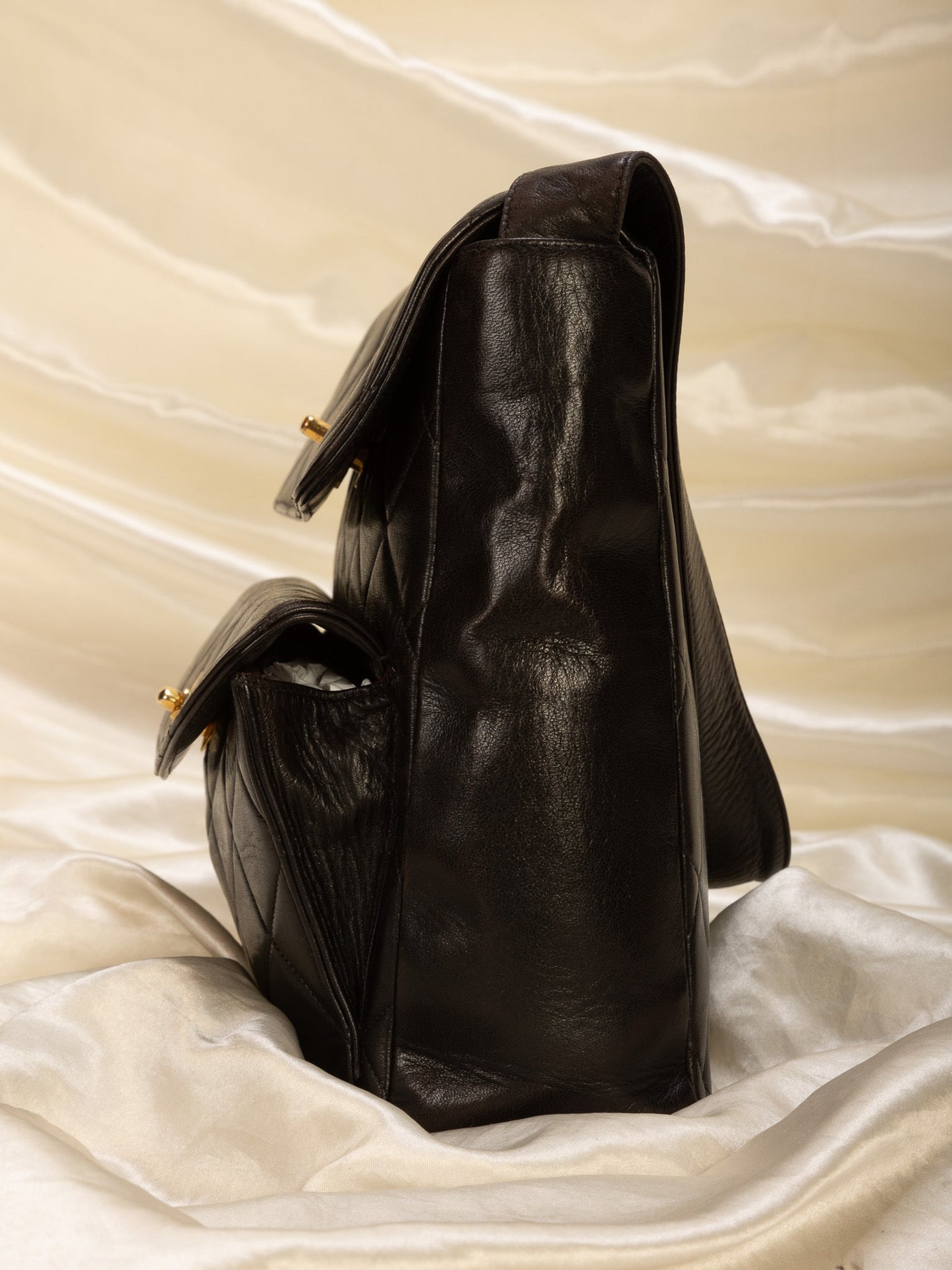 Extremely Rare Chanel Lambskin Double Turnlock Shoulder Bag