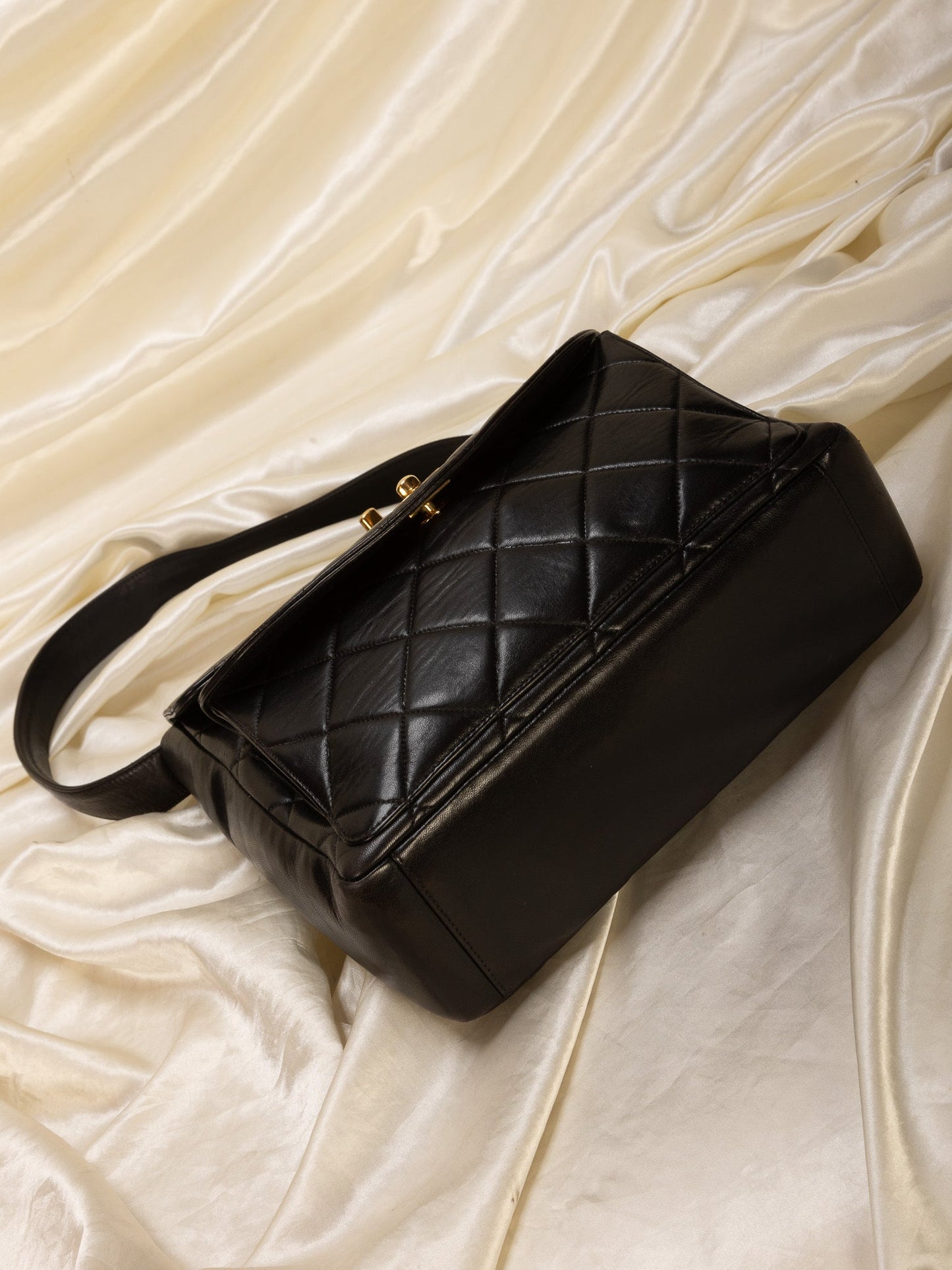 Extremely Rare Chanel Lambskin Double Turnlock Shoulder Bag