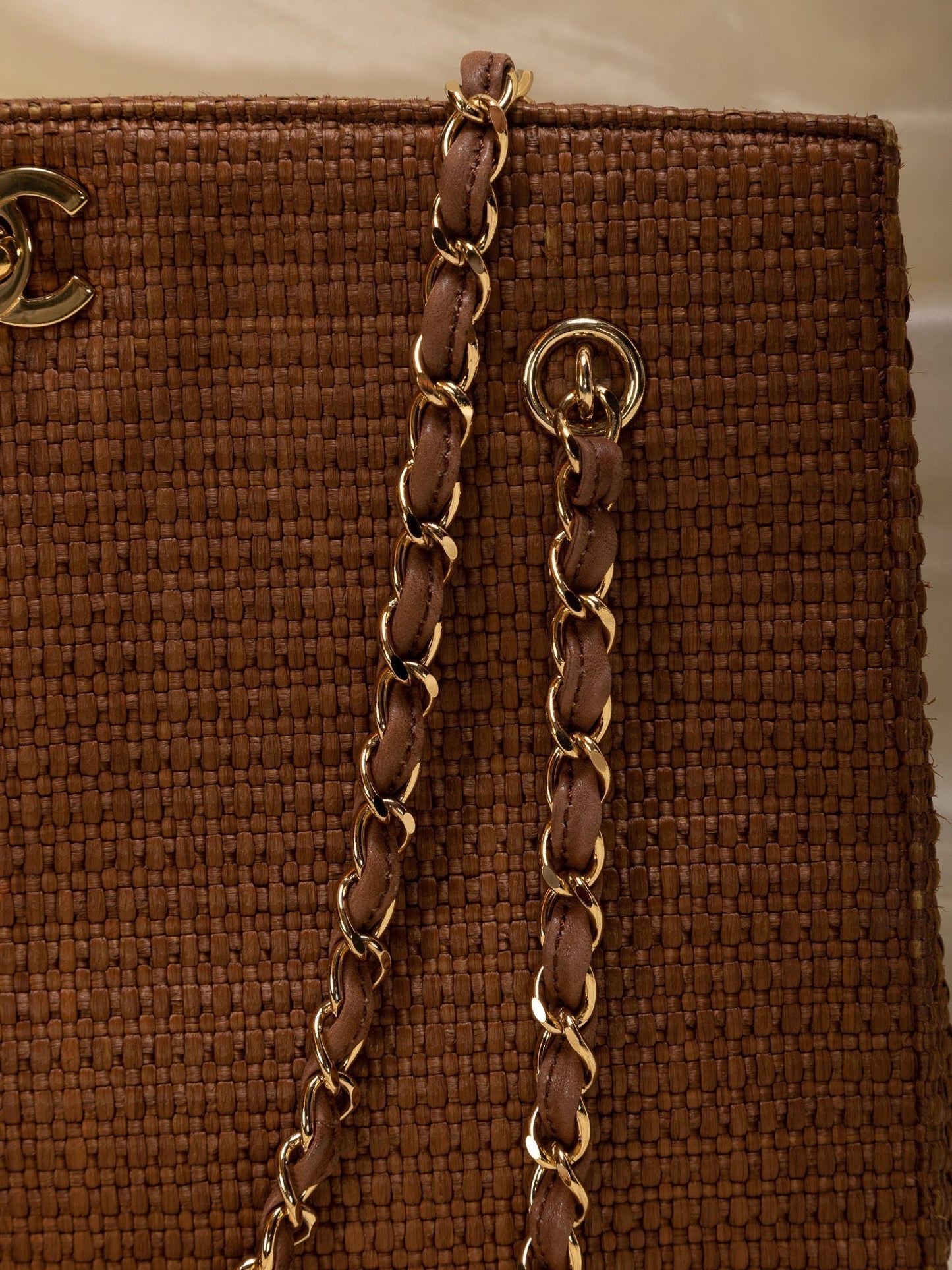 Extremely Rare Chanel Straw Raffia Turnlock Tote