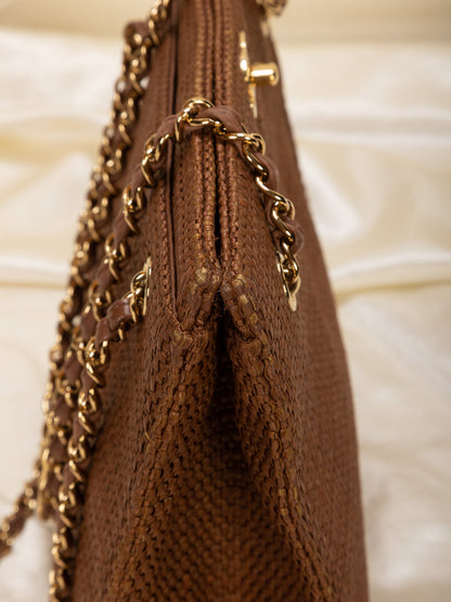 Extremely Rare Chanel Straw Raffia Turnlock Tote