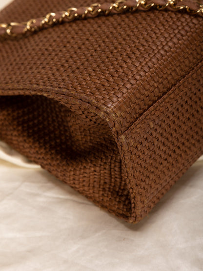 Extremely Rare Chanel Straw Raffia Turnlock Tote