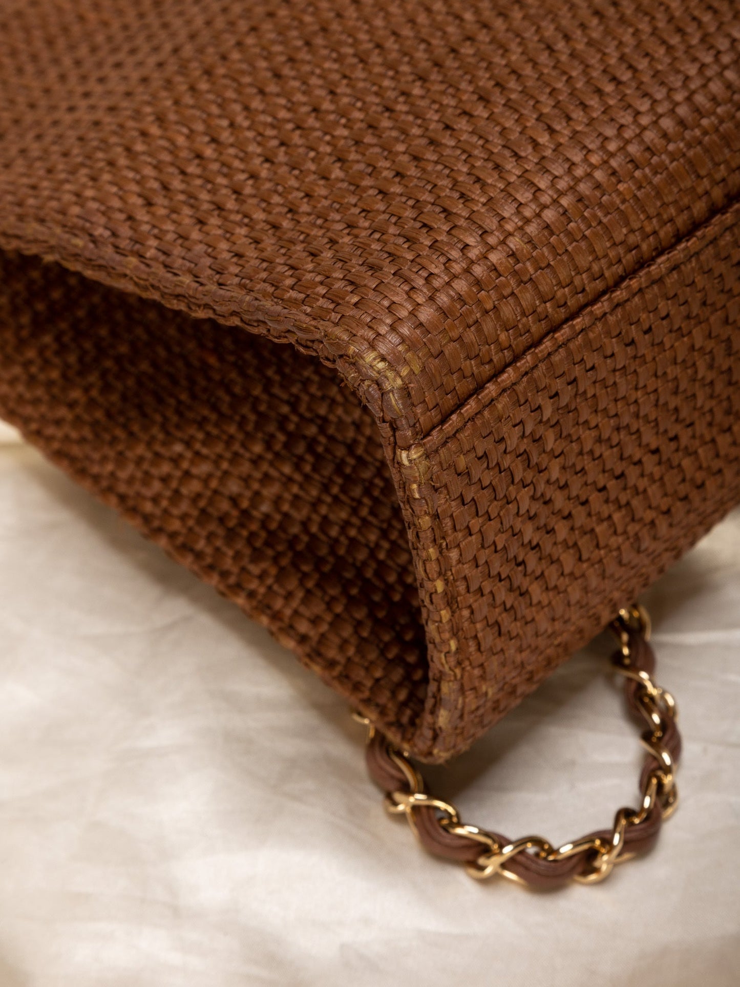 Extremely Rare Chanel Straw Raffia Turnlock Tote