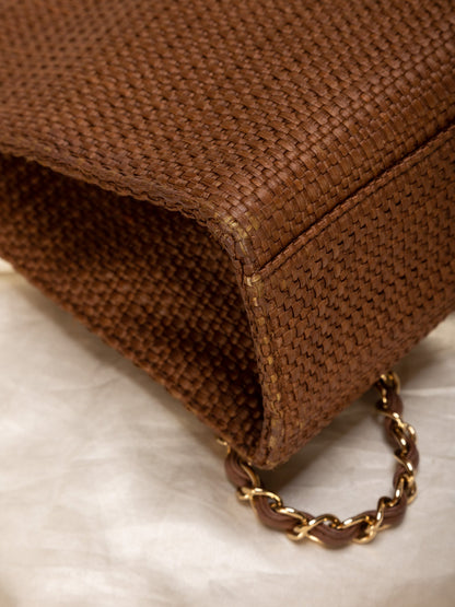 Extremely Rare Chanel Straw Raffia Turnlock Tote