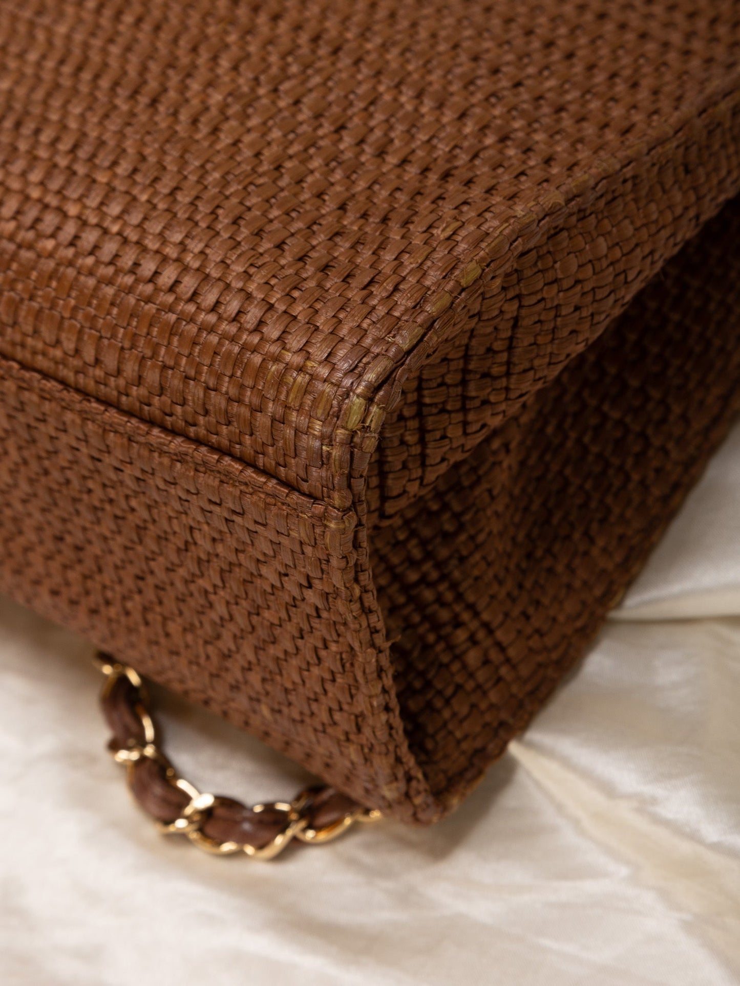 Extremely Rare Chanel Straw Raffia Turnlock Tote