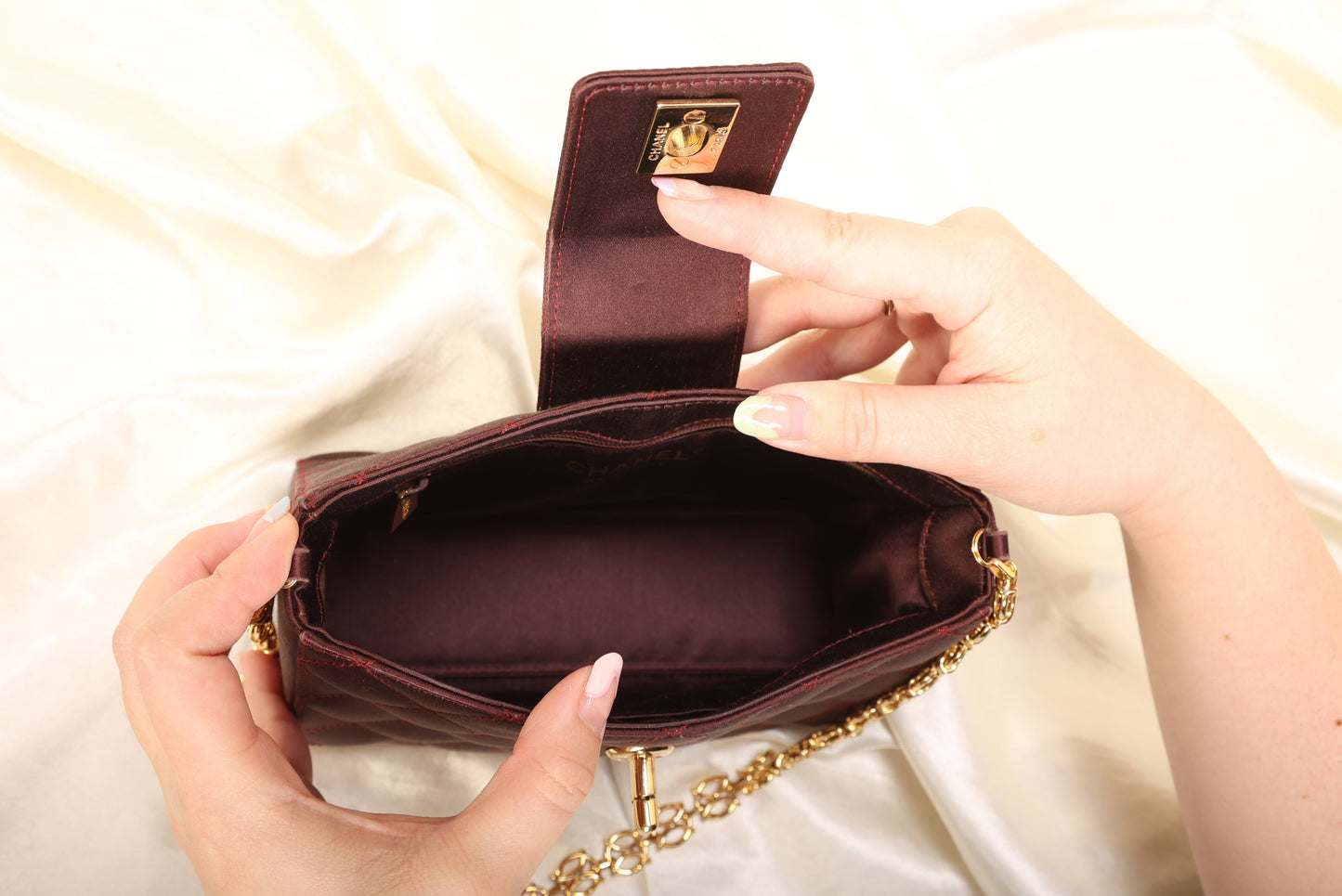 Extremely Rare Chanel Satin Chain Pochette