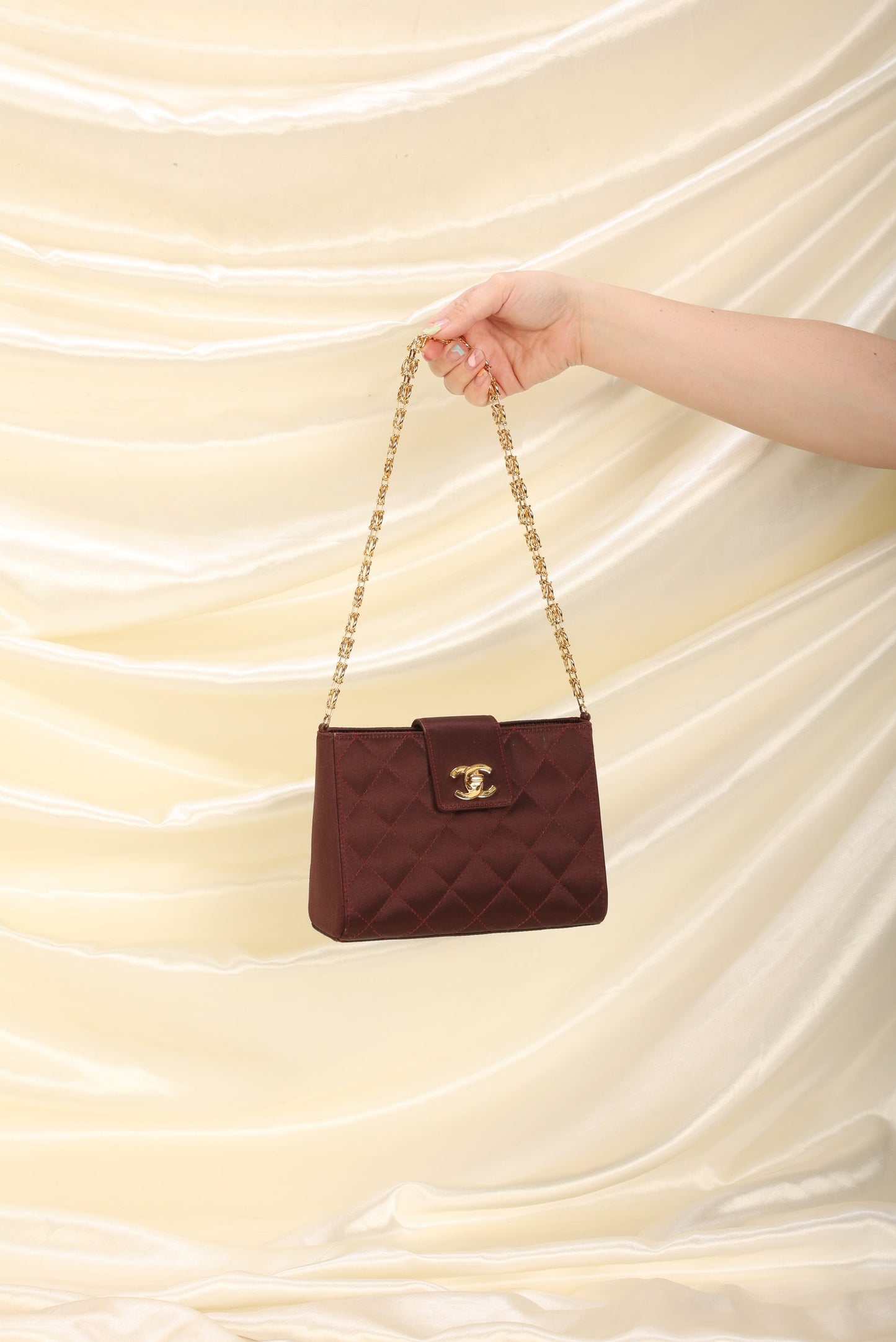 Extremely Rare Chanel Satin Chain Pochette