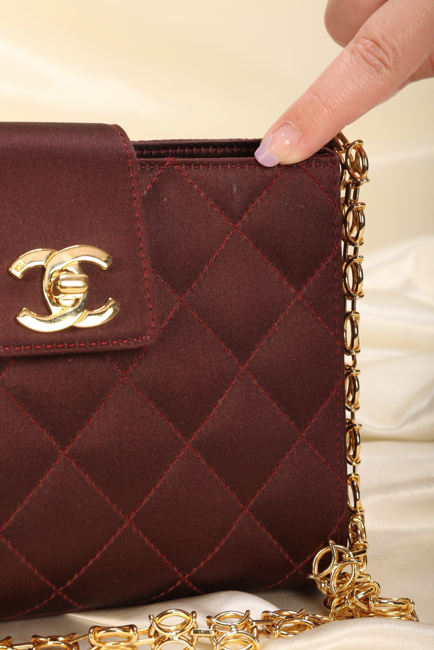 Extremely Rare Chanel Satin Chain Pochette