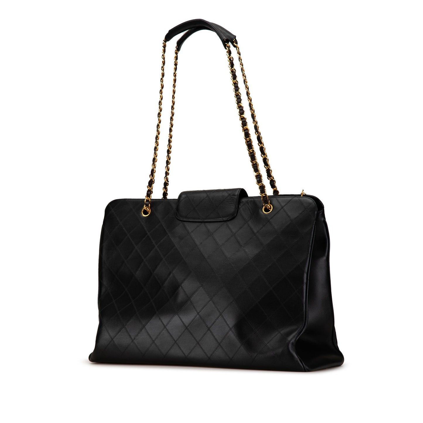 Black Chanel XL Quilted Calfskin Supermodel Weekender Tote Travel Bag