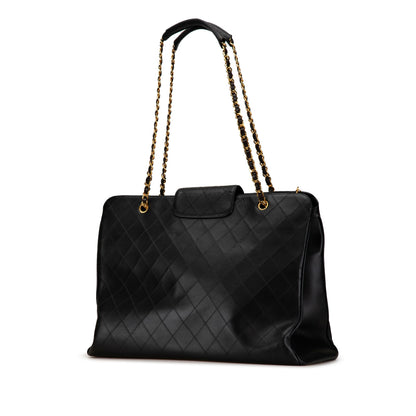 Black Chanel XL Quilted Calfskin Supermodel Weekender Tote Travel Bag