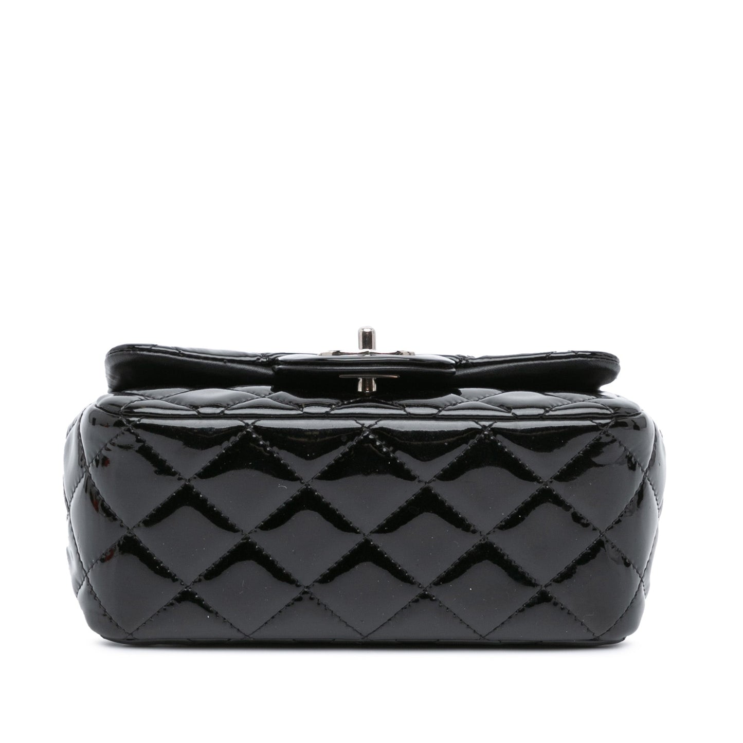 Black Chanel Mini Square Classic Patent Single Flap Crossbody Bag