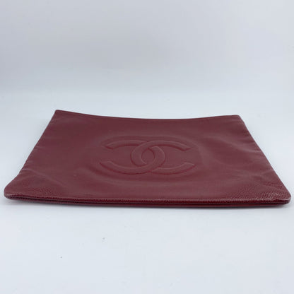 Chanel Red Leather Clutch