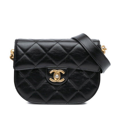 Chanel Sac CC Quilted Calfskin Round Moon Messenger Flap