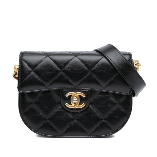 Chanel Sac CC Quilted Calfskin Round Moon Messenger Flap