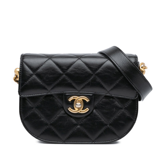Chanel Sac CC Quilted Calfskin Round Moon Messenger Flap