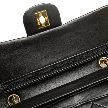 Black Chanel Small Classic Lambskin Double Flap Shoulder Bag