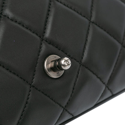 Black Chanel Quilted Lambskin Accordion Flap Shoulder Bag