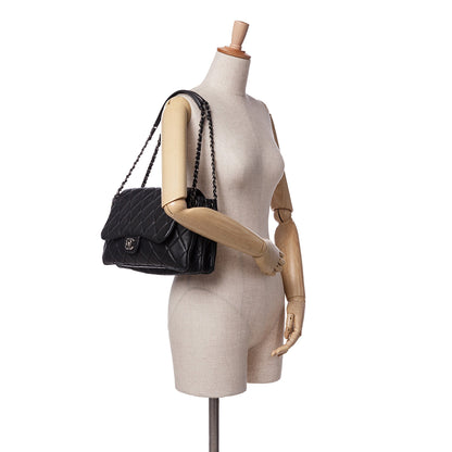 Black Chanel Quilted Lambskin Accordion Flap Shoulder Bag