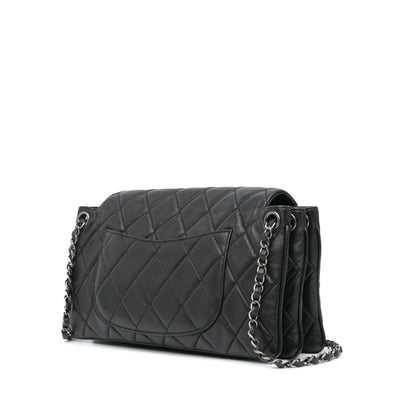 Black Chanel Quilted Lambskin Accordion Flap Shoulder Bag