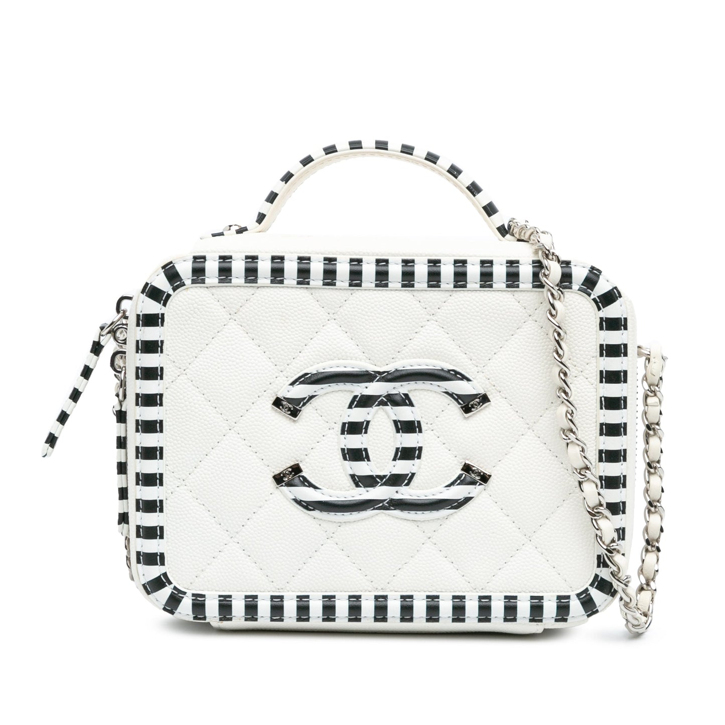 Chanel Sac Small Caviar CC Filigree Striped Vanity Case