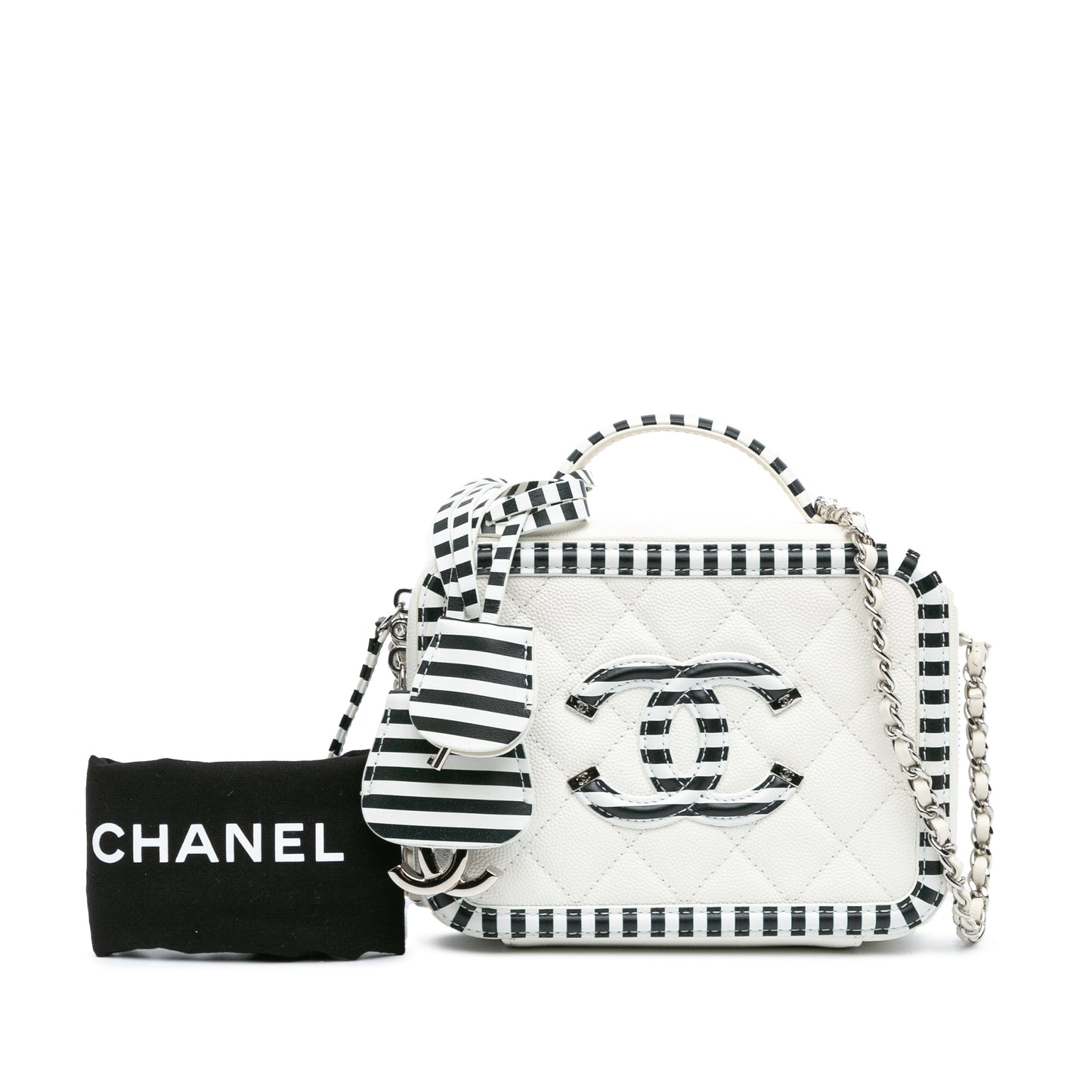Chanel Sac Small Caviar CC Filigree Striped Vanity Case