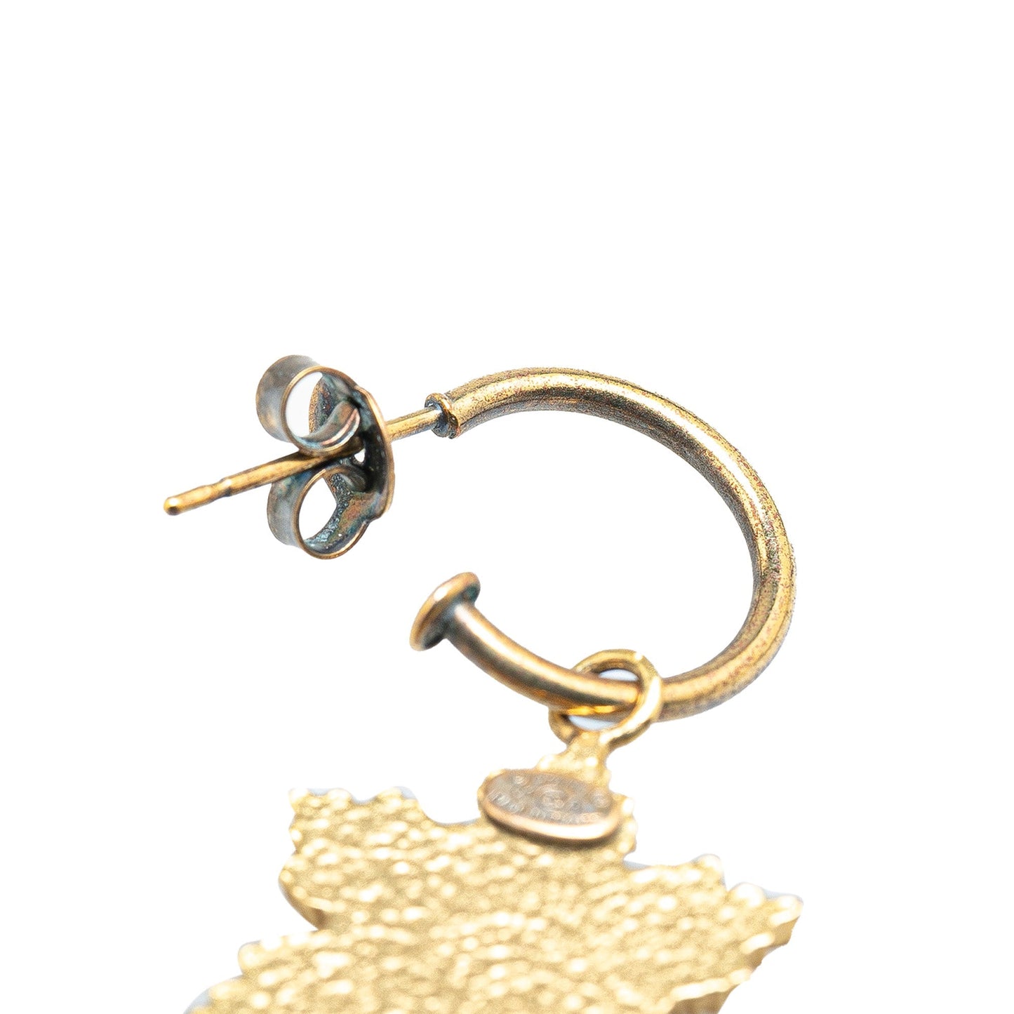 Gold Chanel Gold Plated Snowflakes Hoop Push Back Earrings