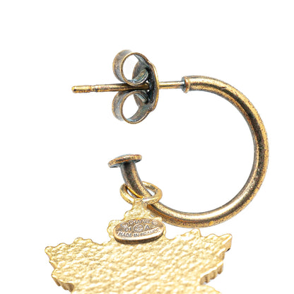 Gold Chanel Gold Plated Snowflakes Hoop Push Back Earrings