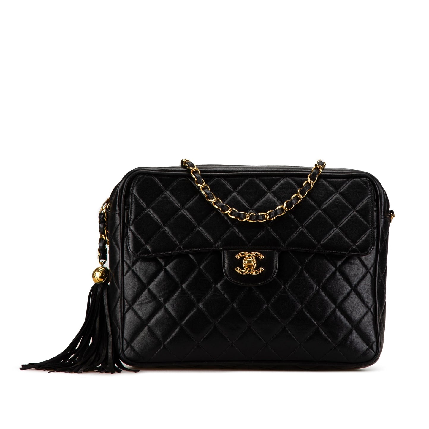 Black Chanel Quilted Lambskin Tassel Camera Bag