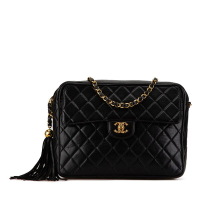 Black Chanel Quilted Lambskin Tassel Camera Bag