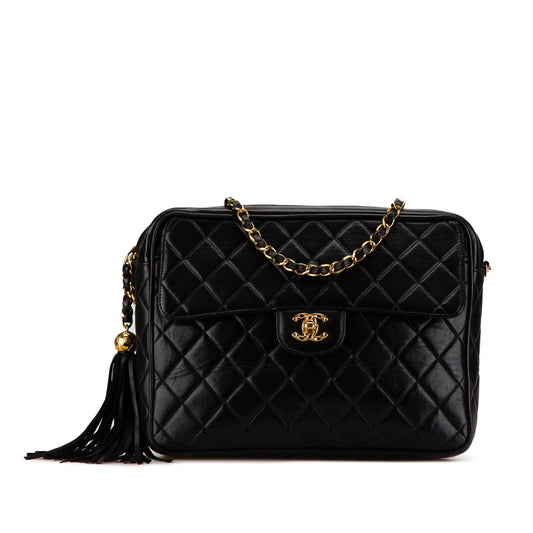Black Chanel Quilted Lambskin Tassel Camera Bag
