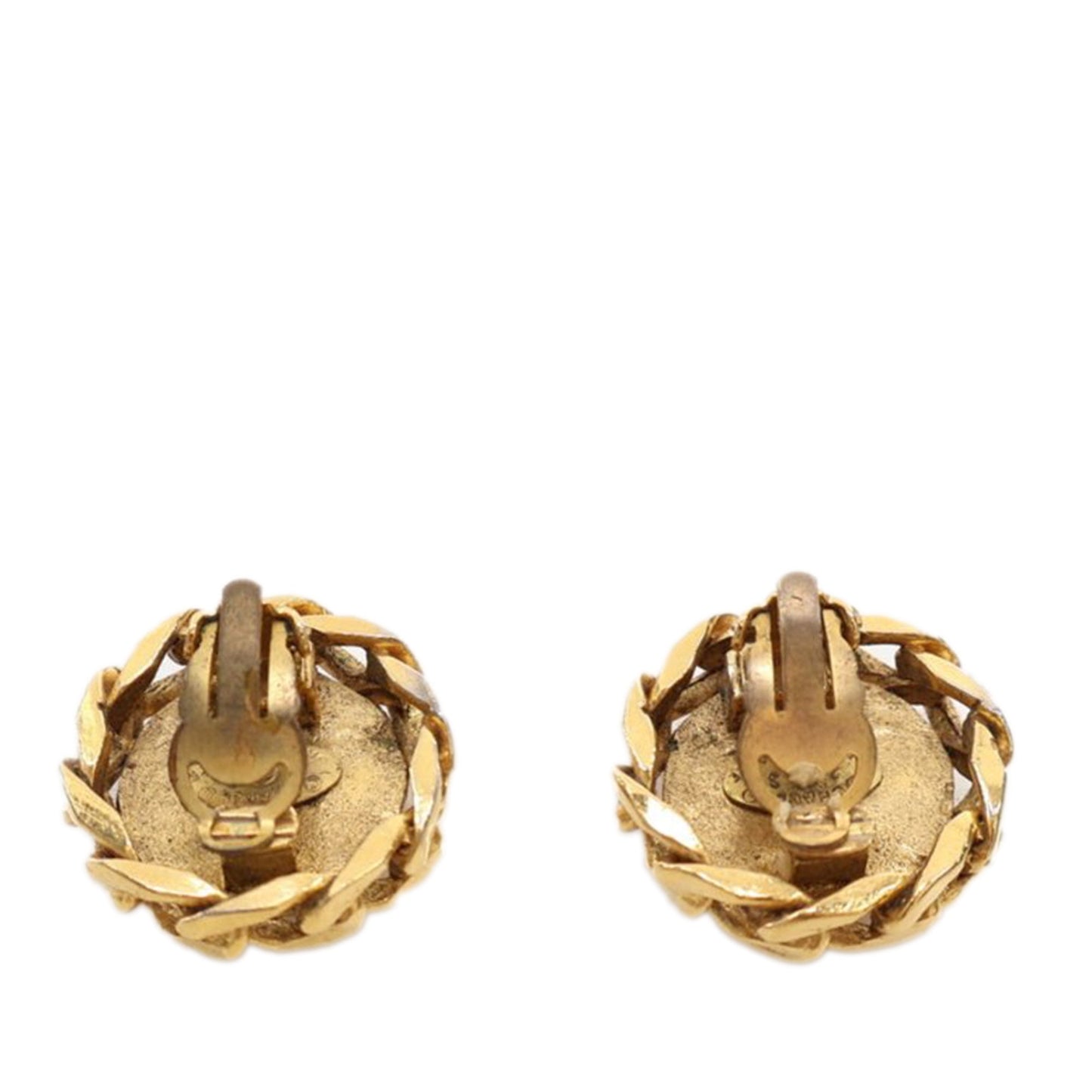 Gold Chanel Gold Plated CC Rhinestones Clip On Earrings